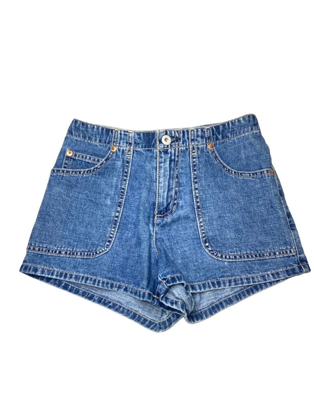 Vintage Women's Gap Y2k Blue Denim Jean Shorts Sz 0 xs 100% Cotton